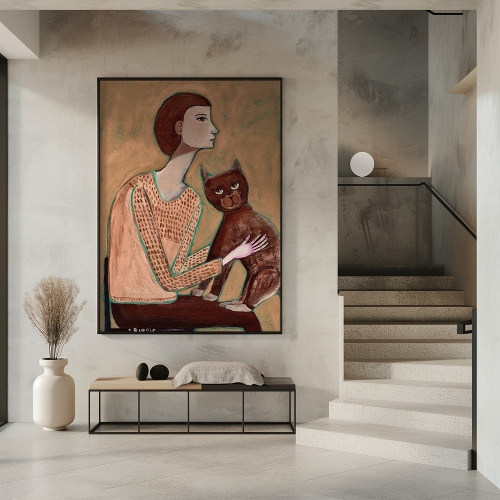 Woman with cat | Poster