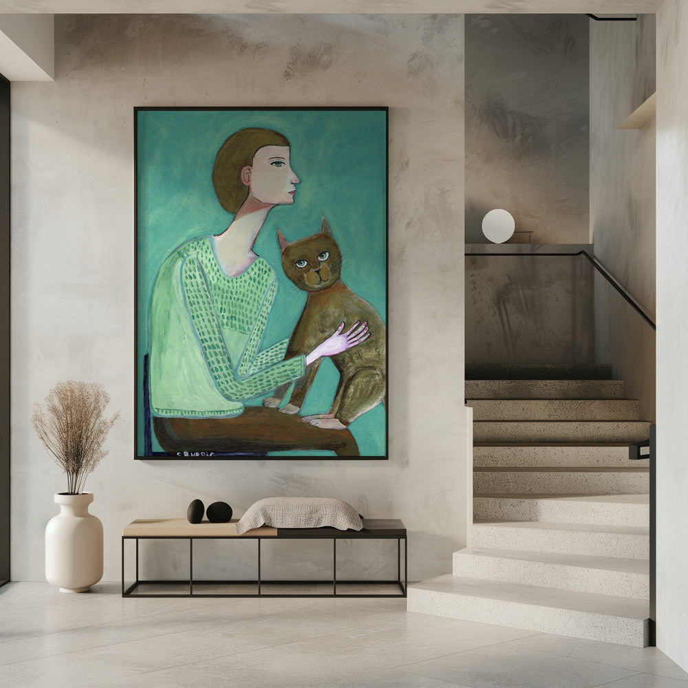 Woman with cat | Poster