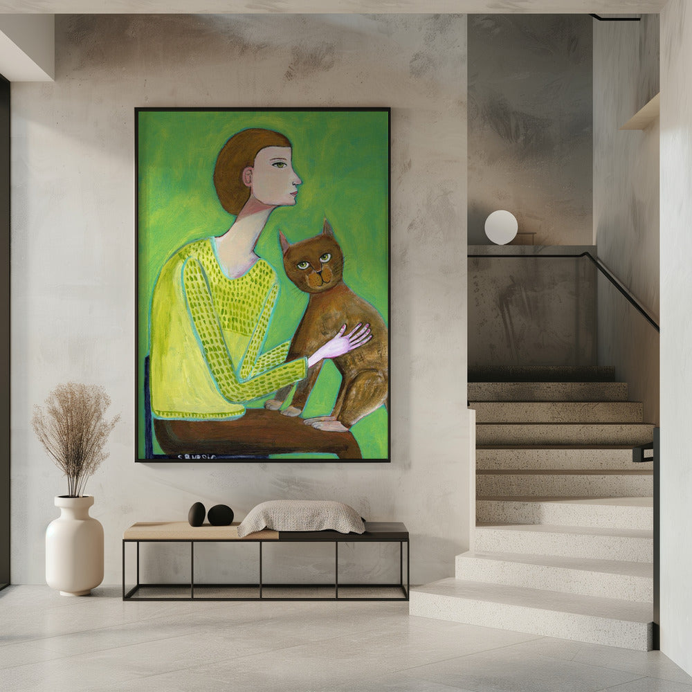 Woman with cat | Poster