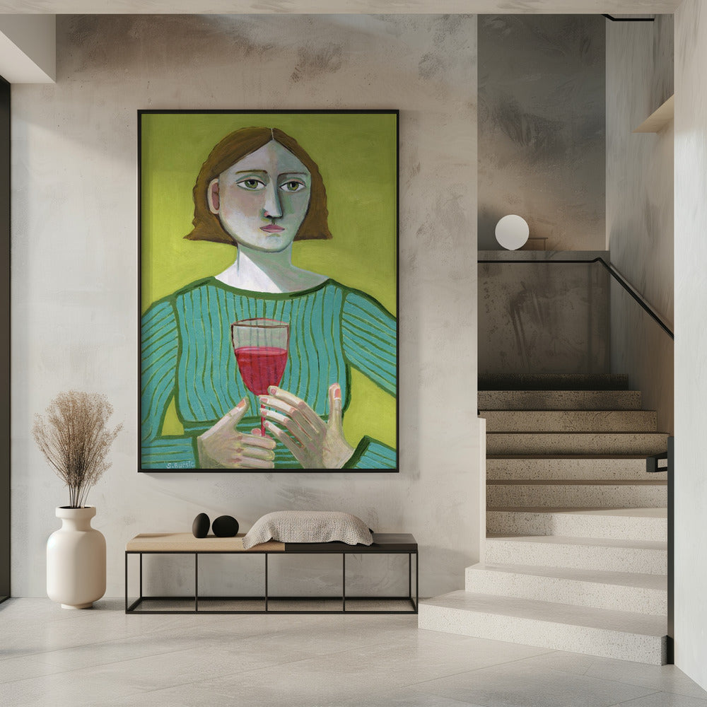 Lady with Red Wine | Poster