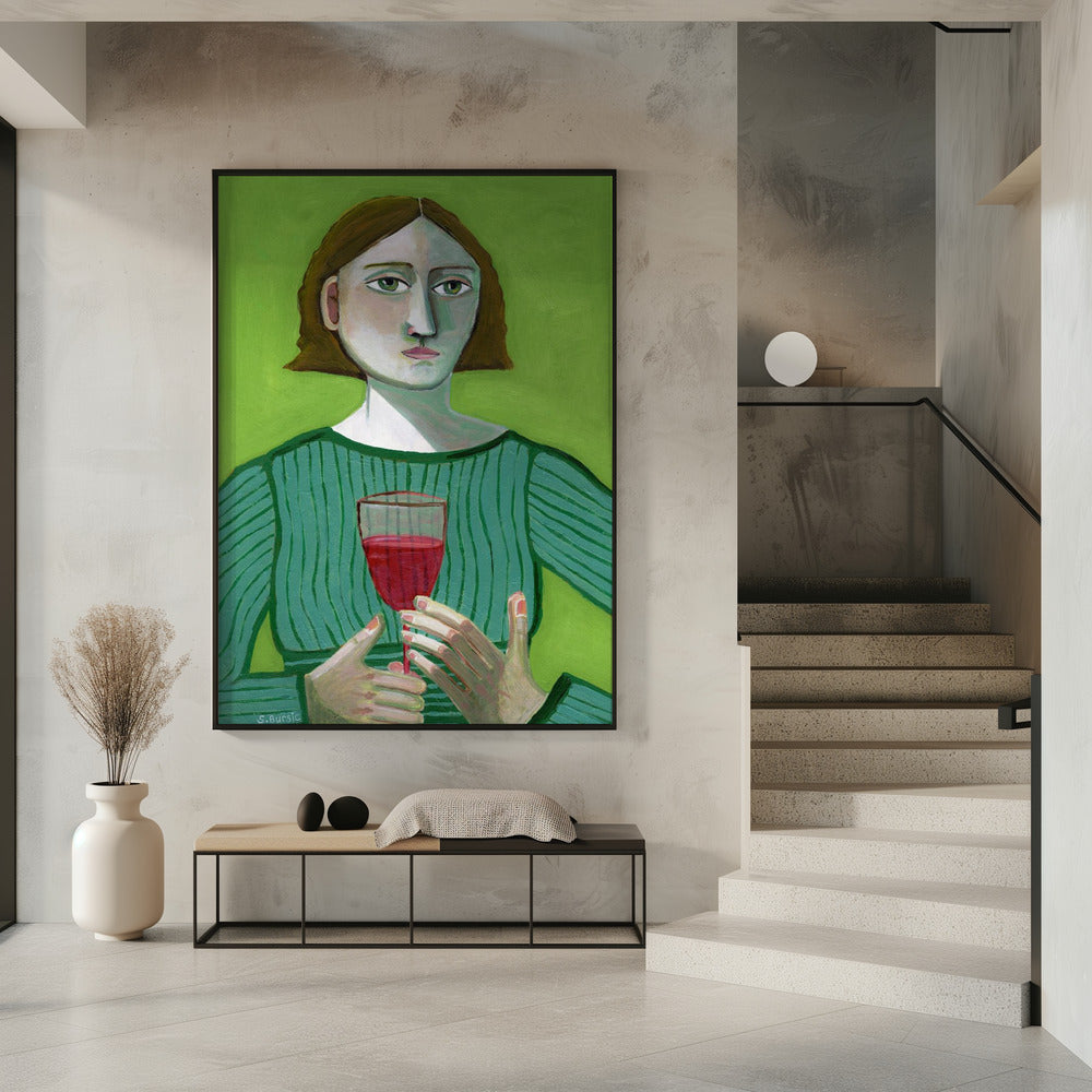 Lady with Red Wine | Poster