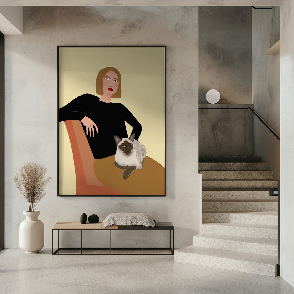 Lady with cat | Poster