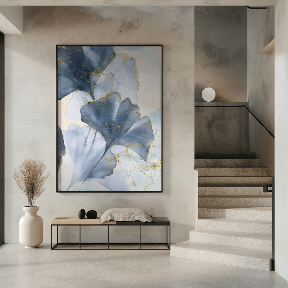 Blue Ginkgo Leaves 2 | Poster