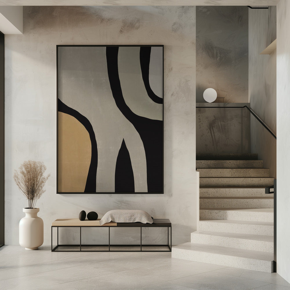 Minimalist Grey Abstract Flow | Poster