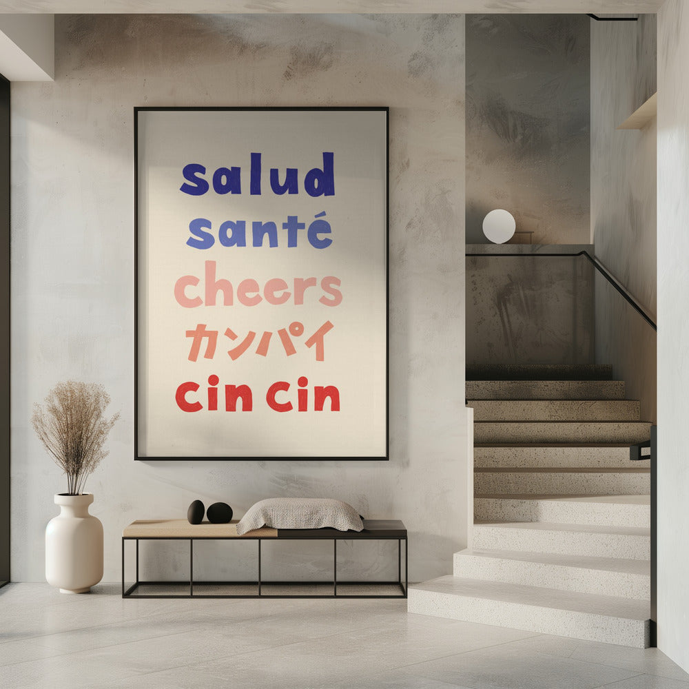 Cheers Typography - Salud Santé Cheers Kanpai Cin cin | Poster