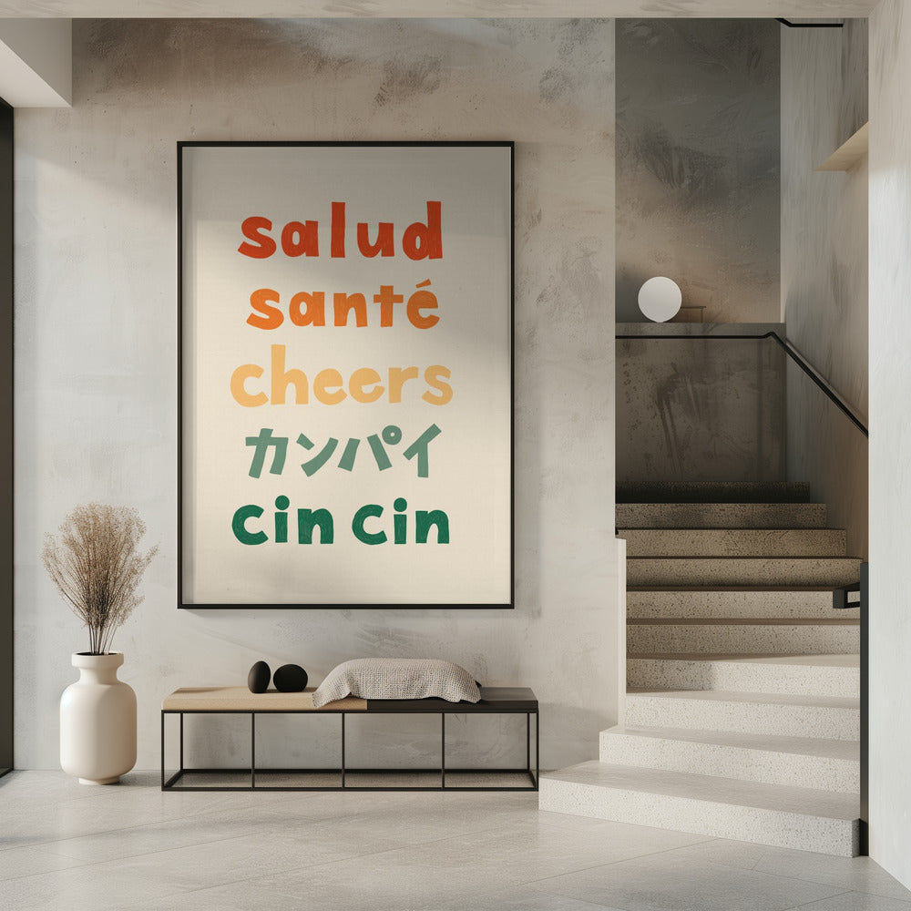 Cheers Typography - Salud Santé Cheers Kanpai Cin cin | Poster
