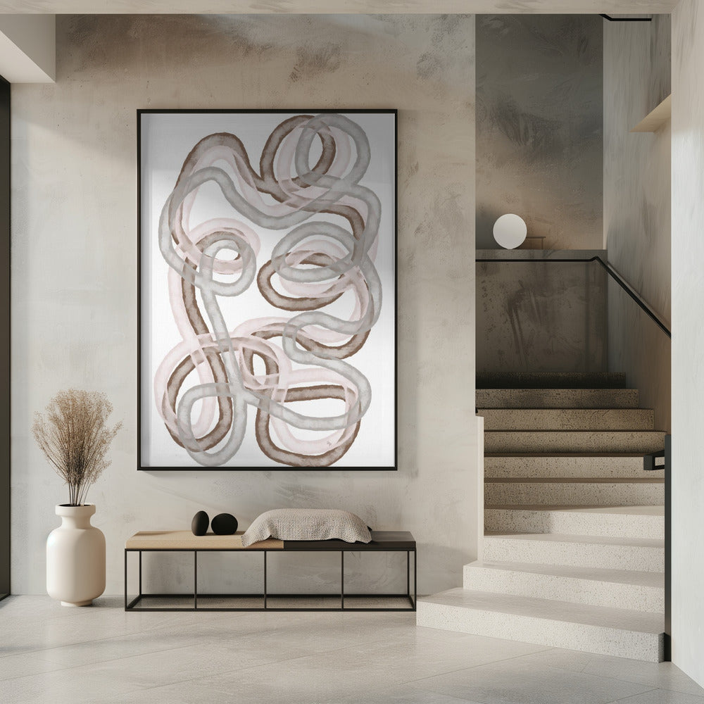 Abstract Intertwined Lines In Soft Earthy Tones | Poster