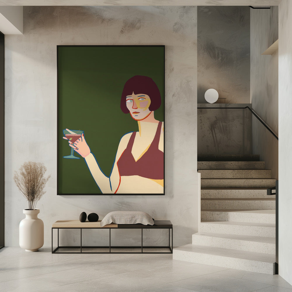 Lady with cocktail martini | Poster