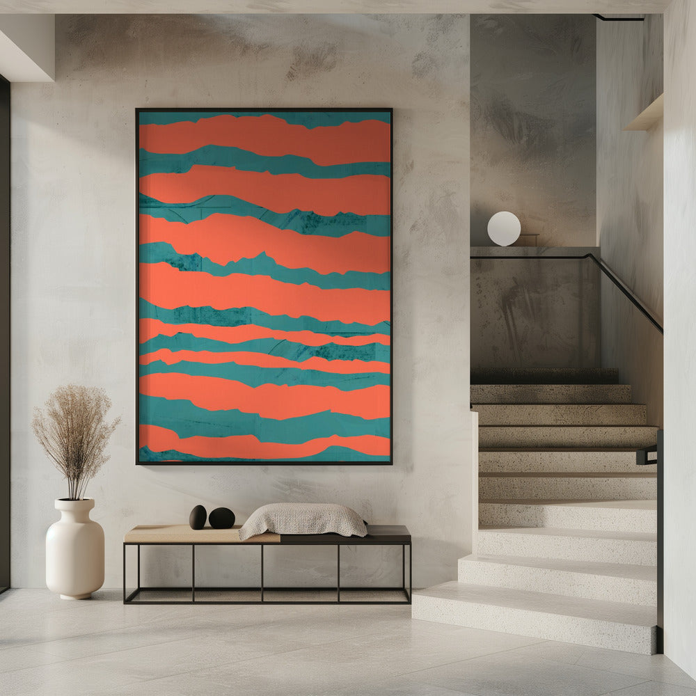 Turquoise &amp; Coral Abstraction 3 | Poster