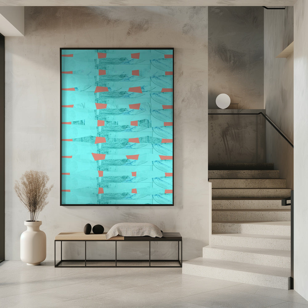 Turquoise &amp; Coral Abstraction 8 | Poster