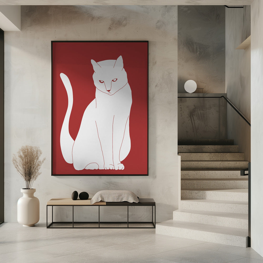 White and red cat | Poster