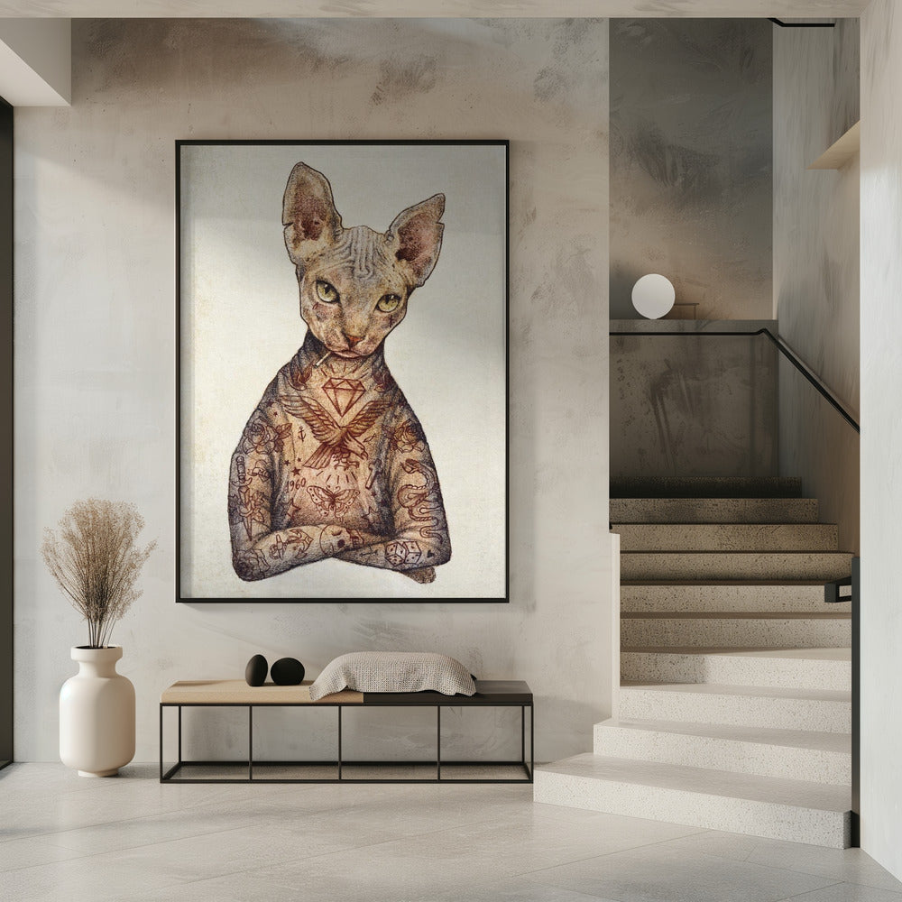 Stylish Tattoo Cat | Poster