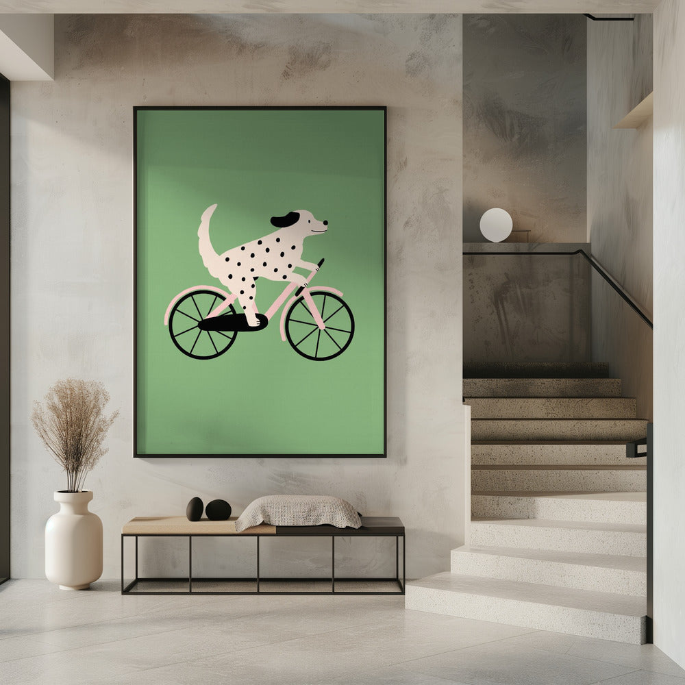 Spotted Dog Riding a Bicycle | Poster