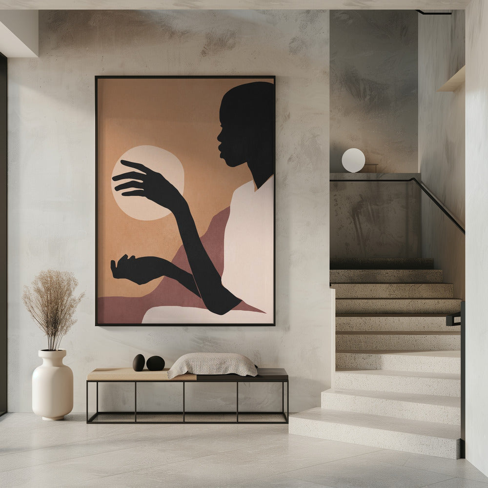 Minimal Abstract Art Sunset Girl | Poster