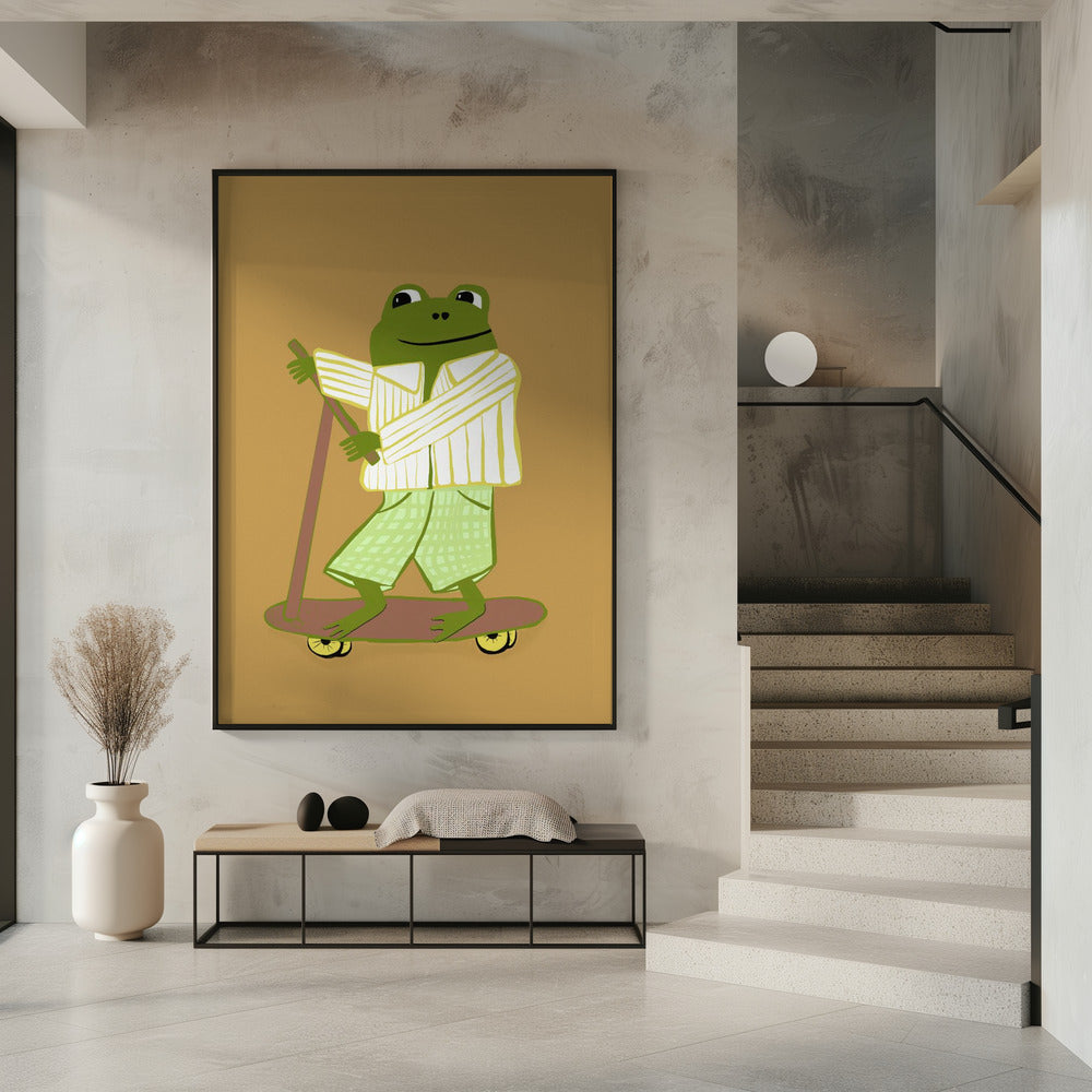 Frog on scooter | Poster