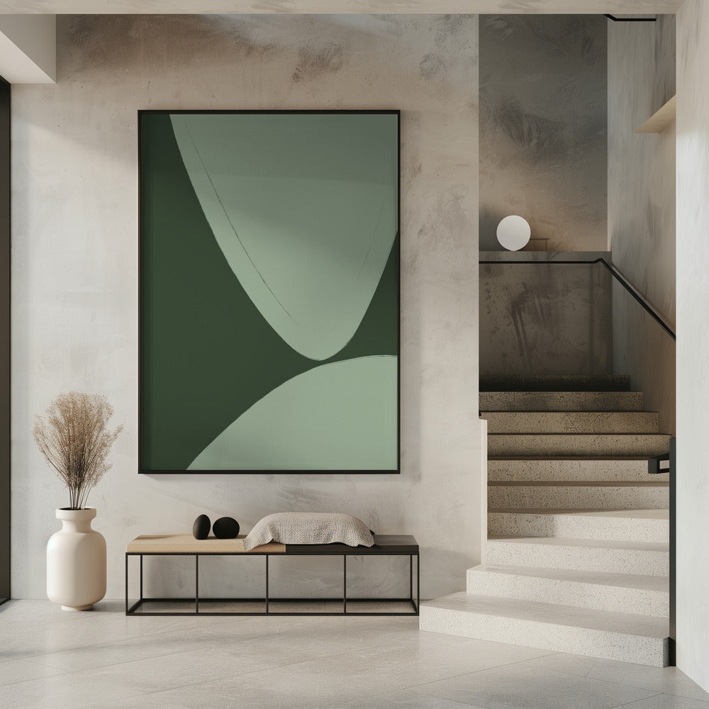 Green Curved Shapes | Poster