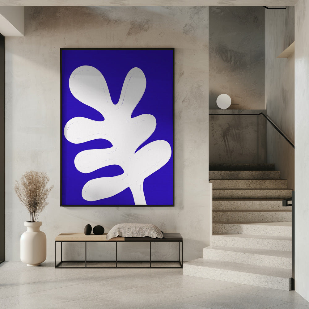 Leaf on Blue Canvas | Poster