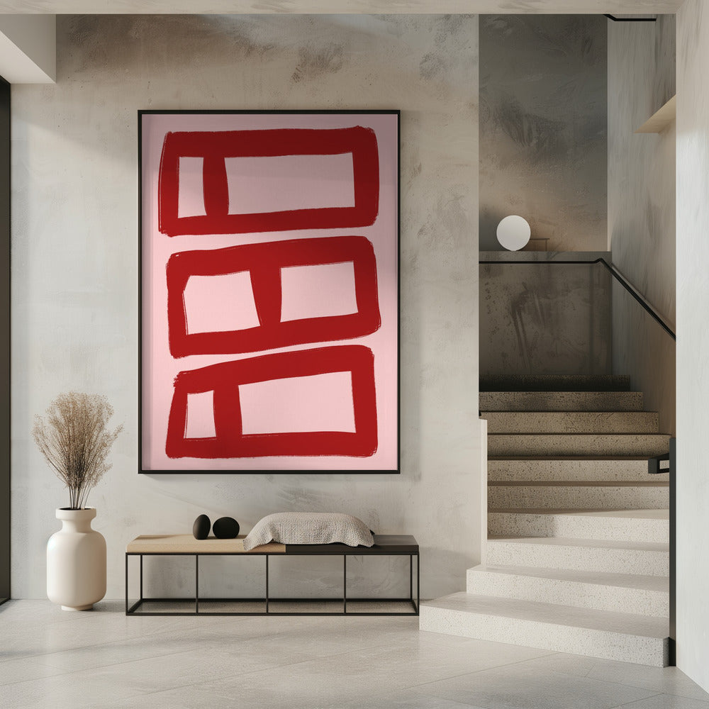 Red Symmetry Blocks | Poster