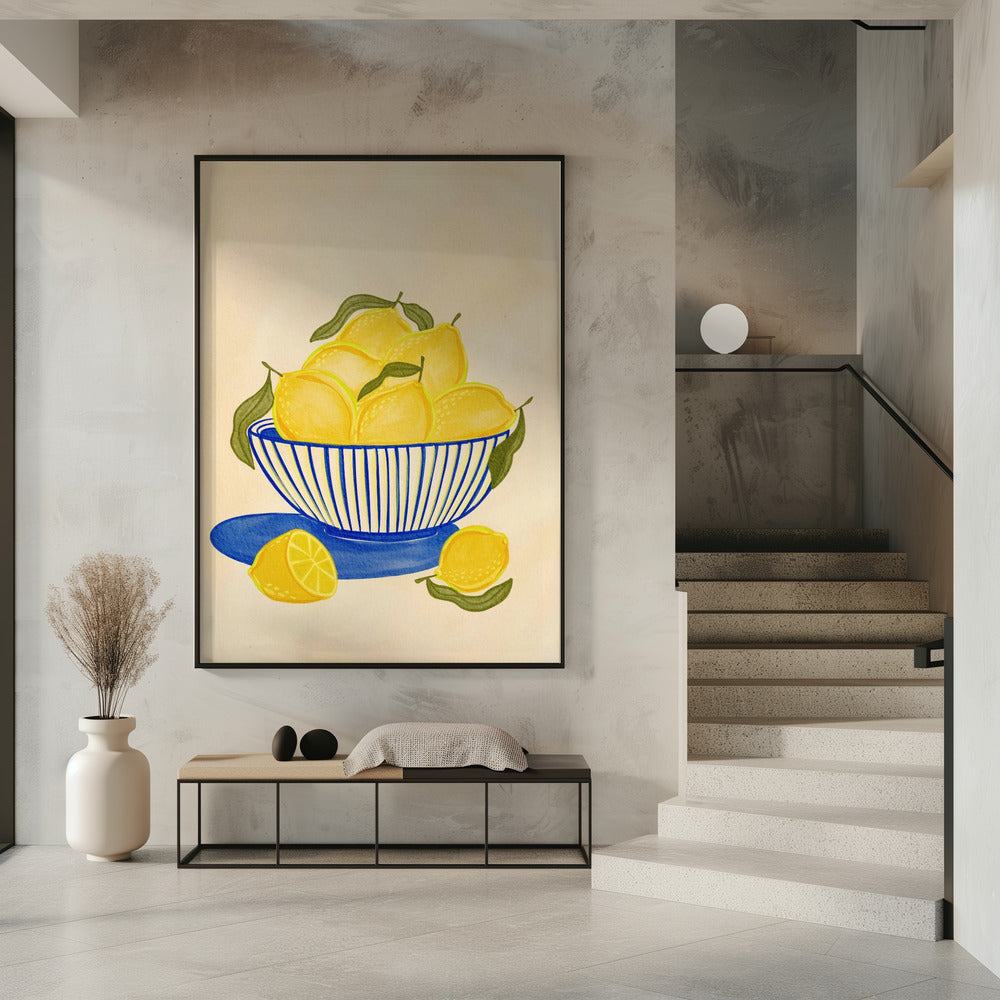 Bowl Of Vibrant Yellow Lemons | Poster