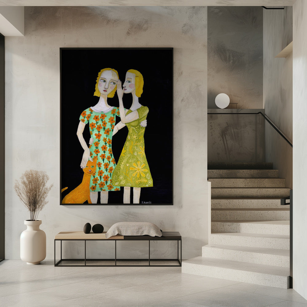 Best friends with their ginger cat | Poster