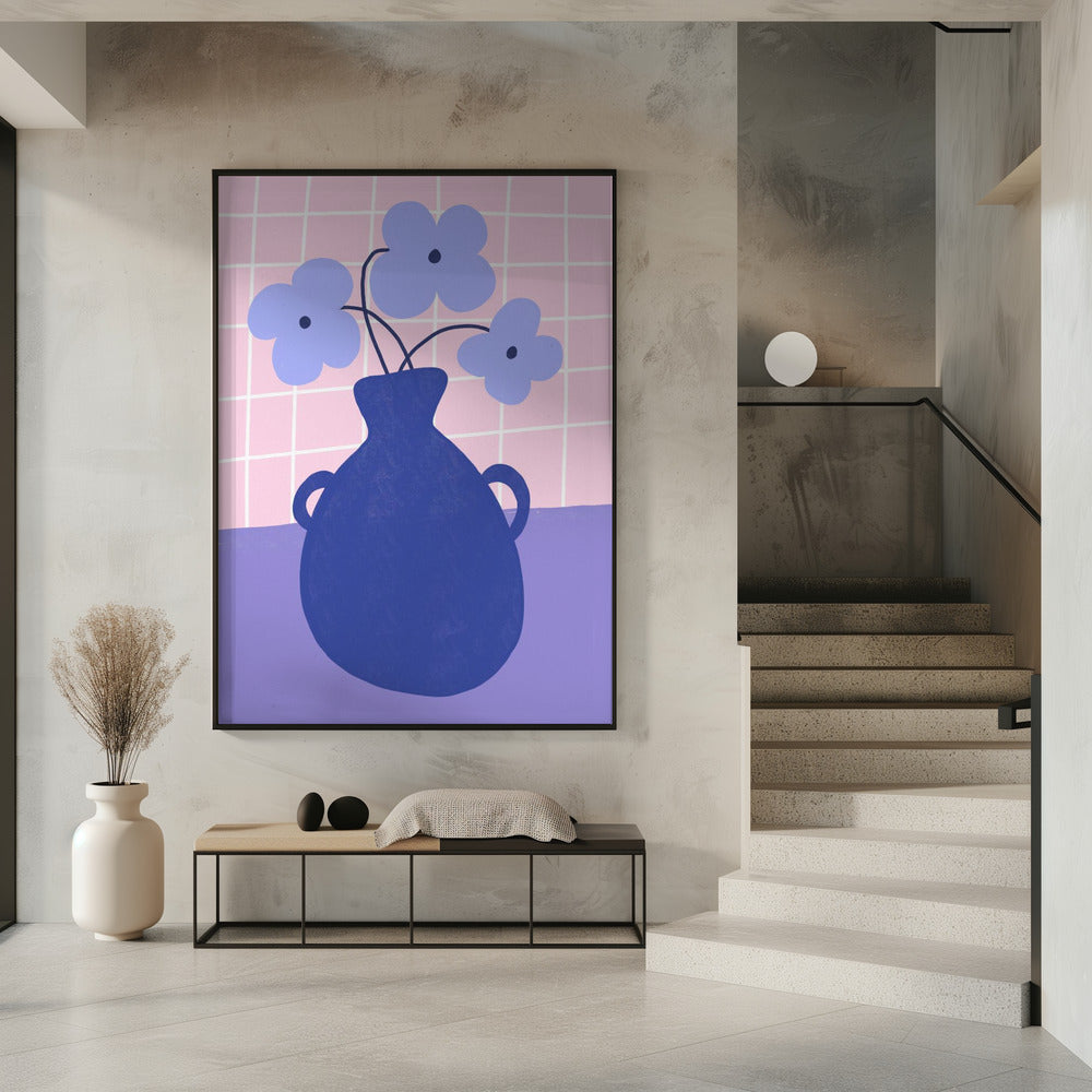 Minimalist Vase with Blue Flowers | Poster
