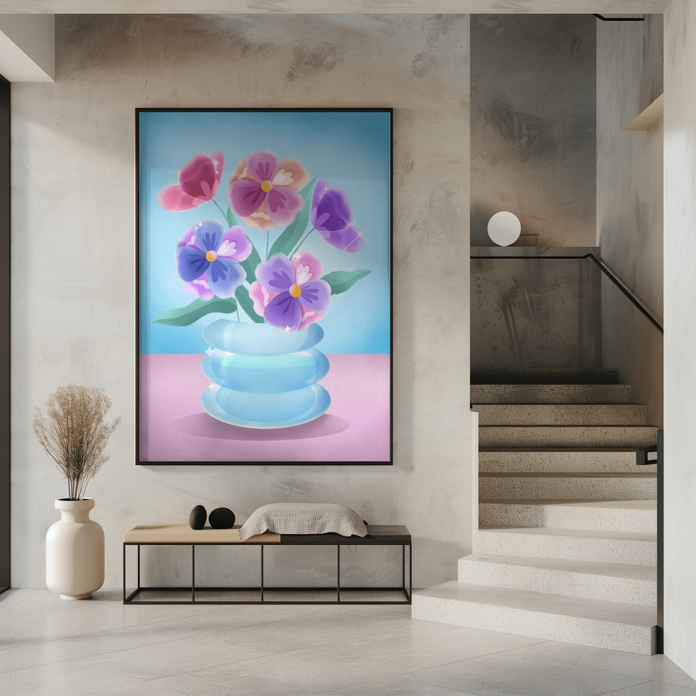 Petals in Blue Vase | Poster