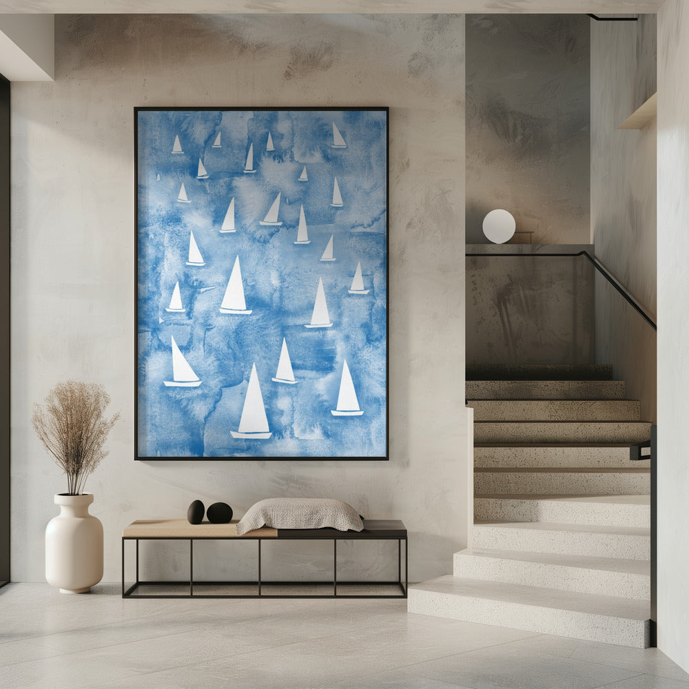 White Sail Boats | Poster
