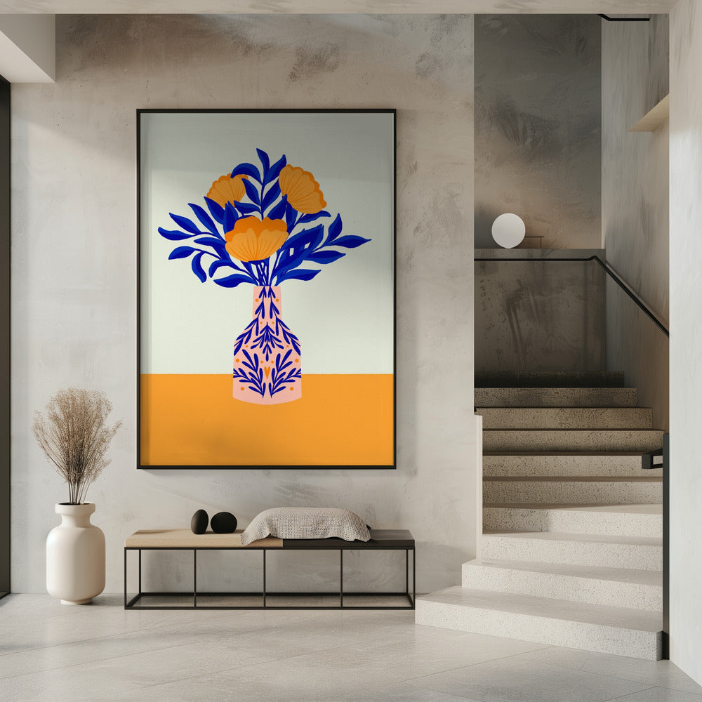 Orange Poppies In a Vase | Poster