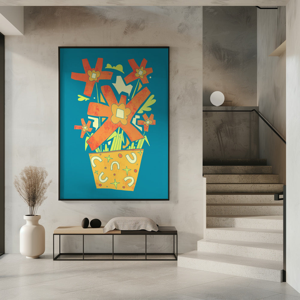 Abstract Flowers In A Decorative Pot | Poster