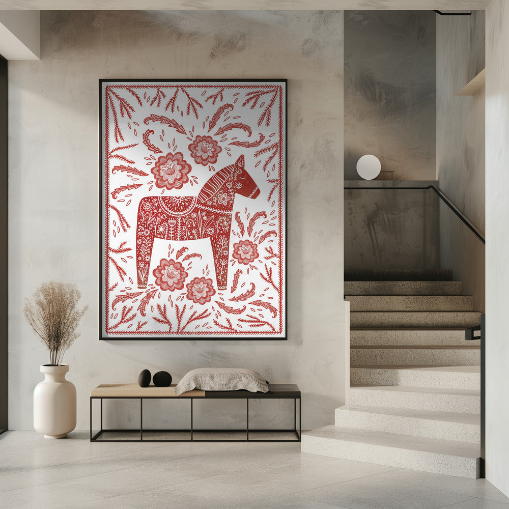 Swedish Dala Horse Red And White | Poster