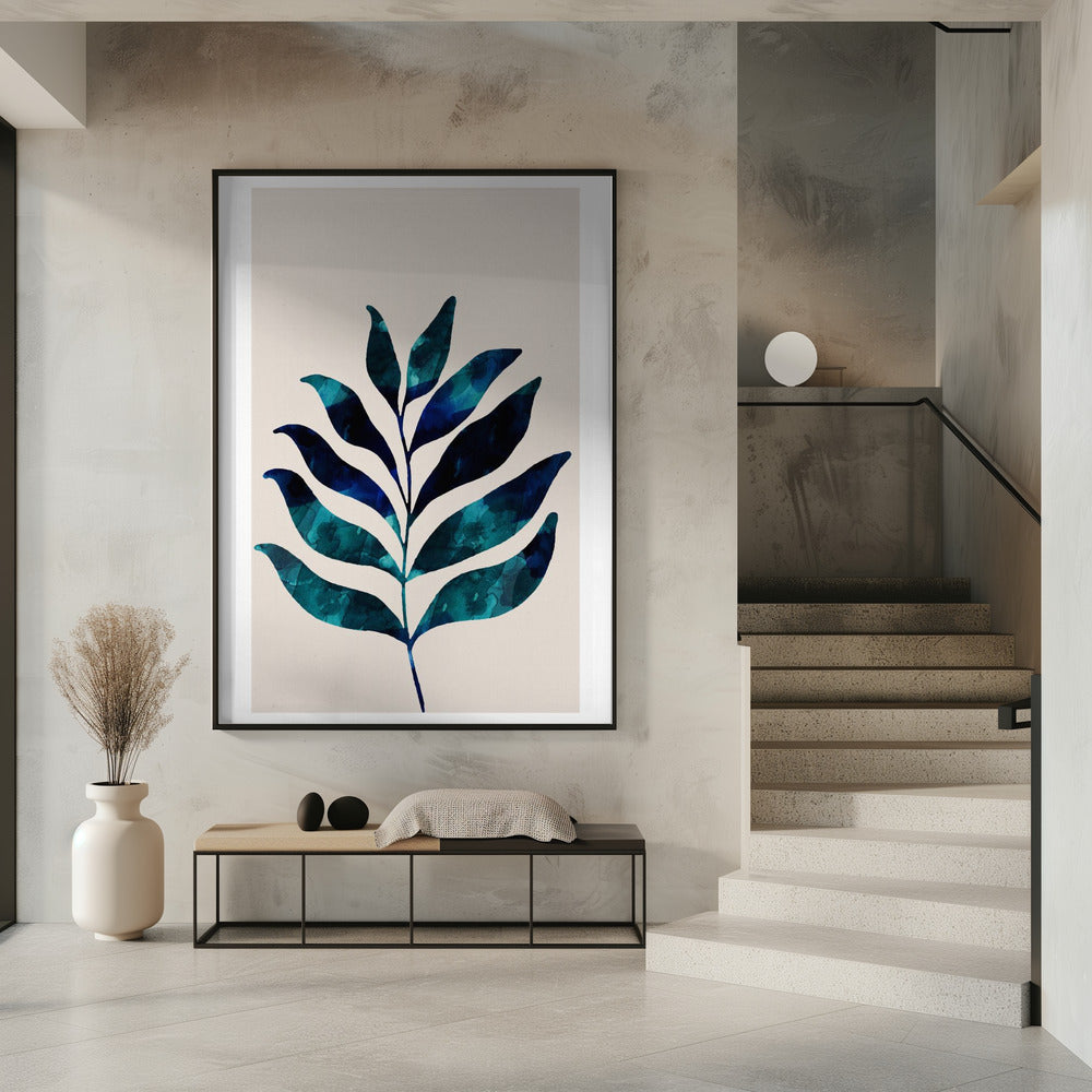 Botanical Design With Dark Blue Watercolor | Poster