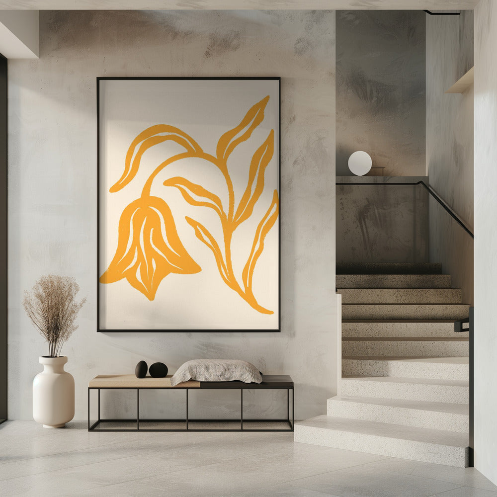 Golden Blossom Silhouette | Poster