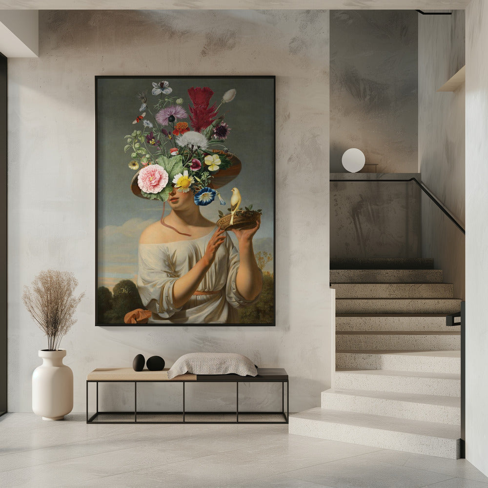 Woman In a Large Floral Hat | Poster