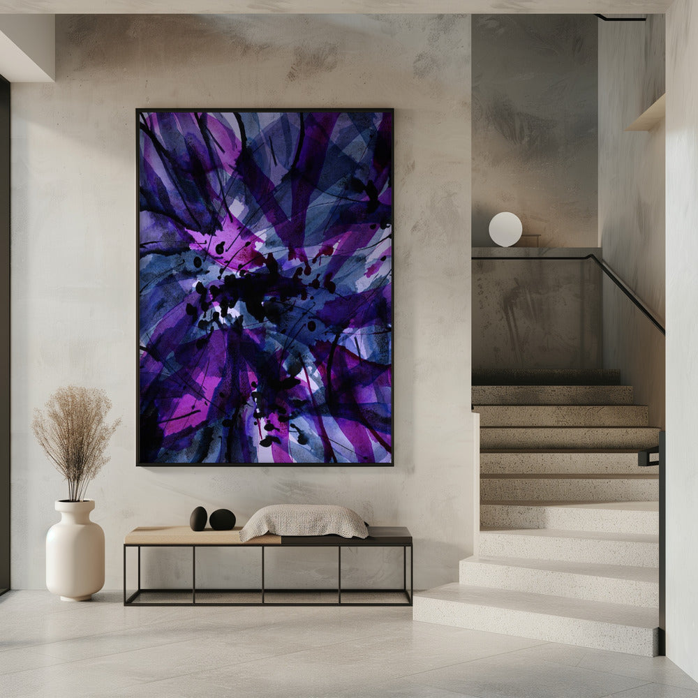 Dynamic Purple And Black Brushstrokes | Poster
