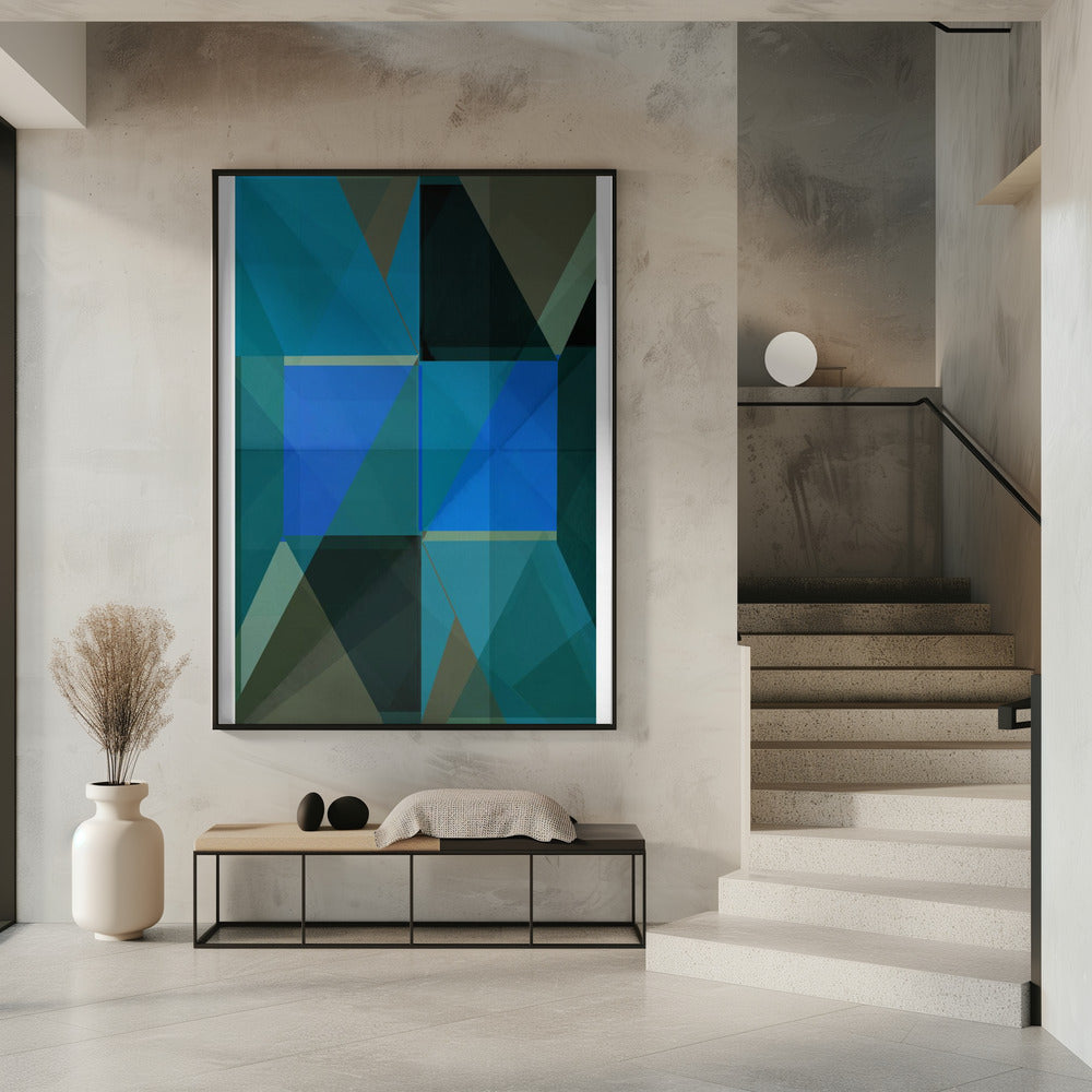 Overlapping Blue And Green Translucent Shapes | Poster