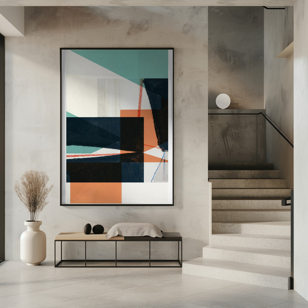 Geometric Shapes In Muted Teal | Poster