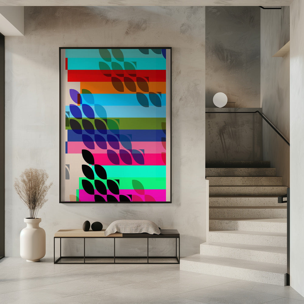 Vibrant Geometric Shapes And Leaf Patterns | Poster