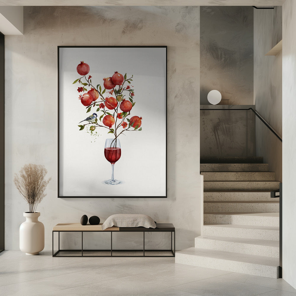 Pomegranate In a Glass of Wine | Poster