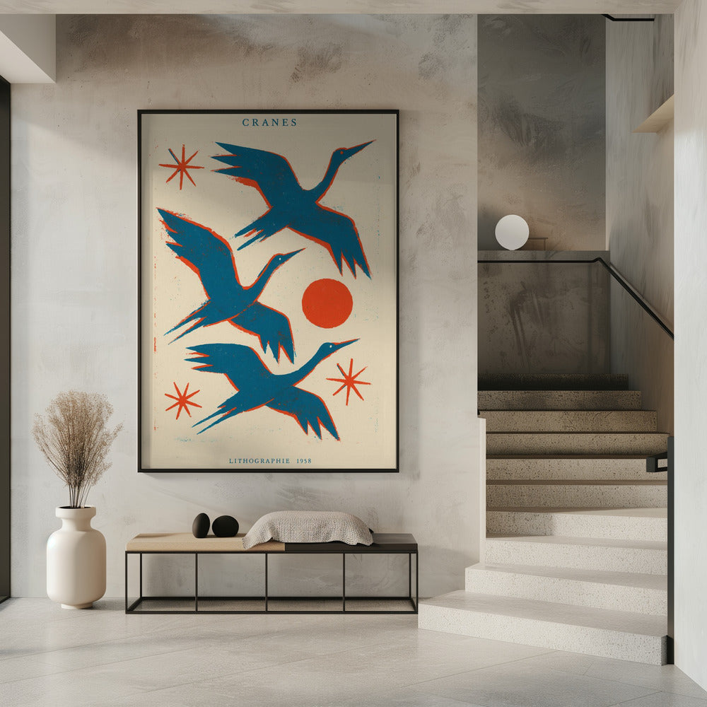 Cranes lithographie | Poster