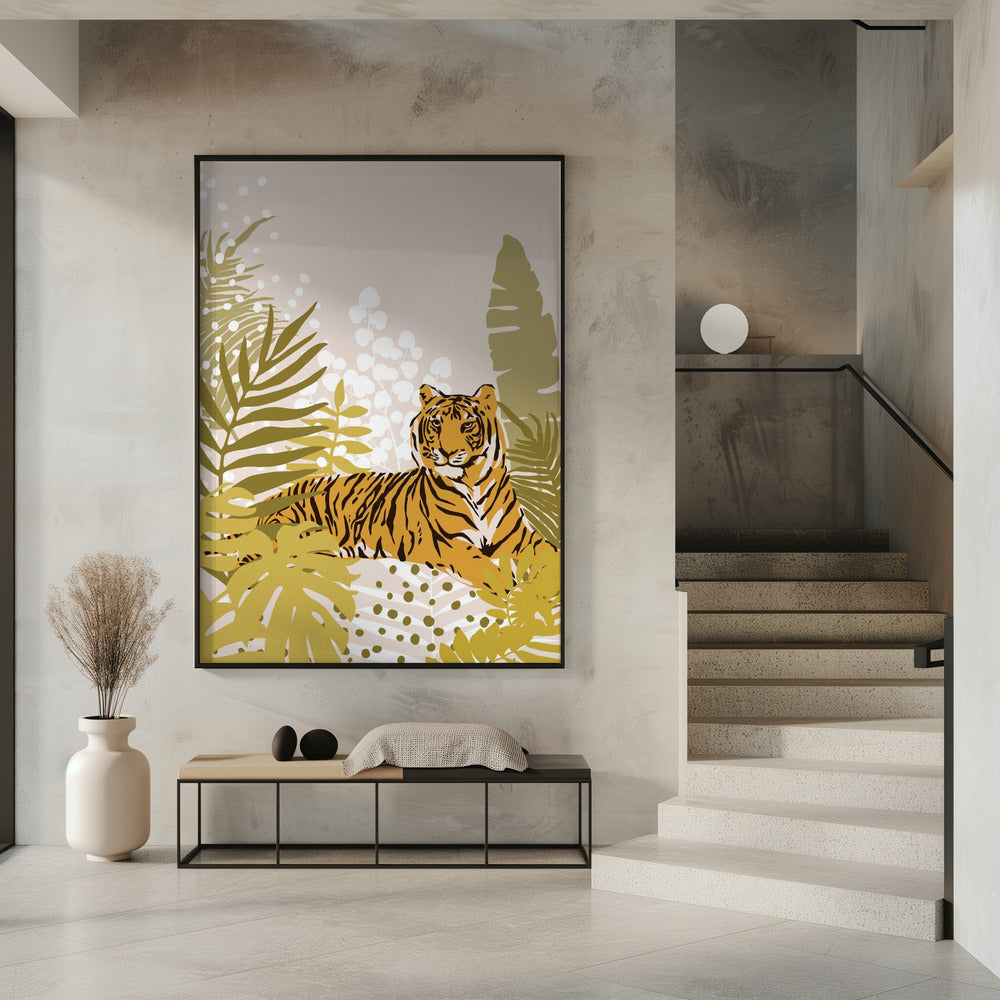 Tiger Laying Down By Cats and Dotz  30 X 42 Inches | Poster