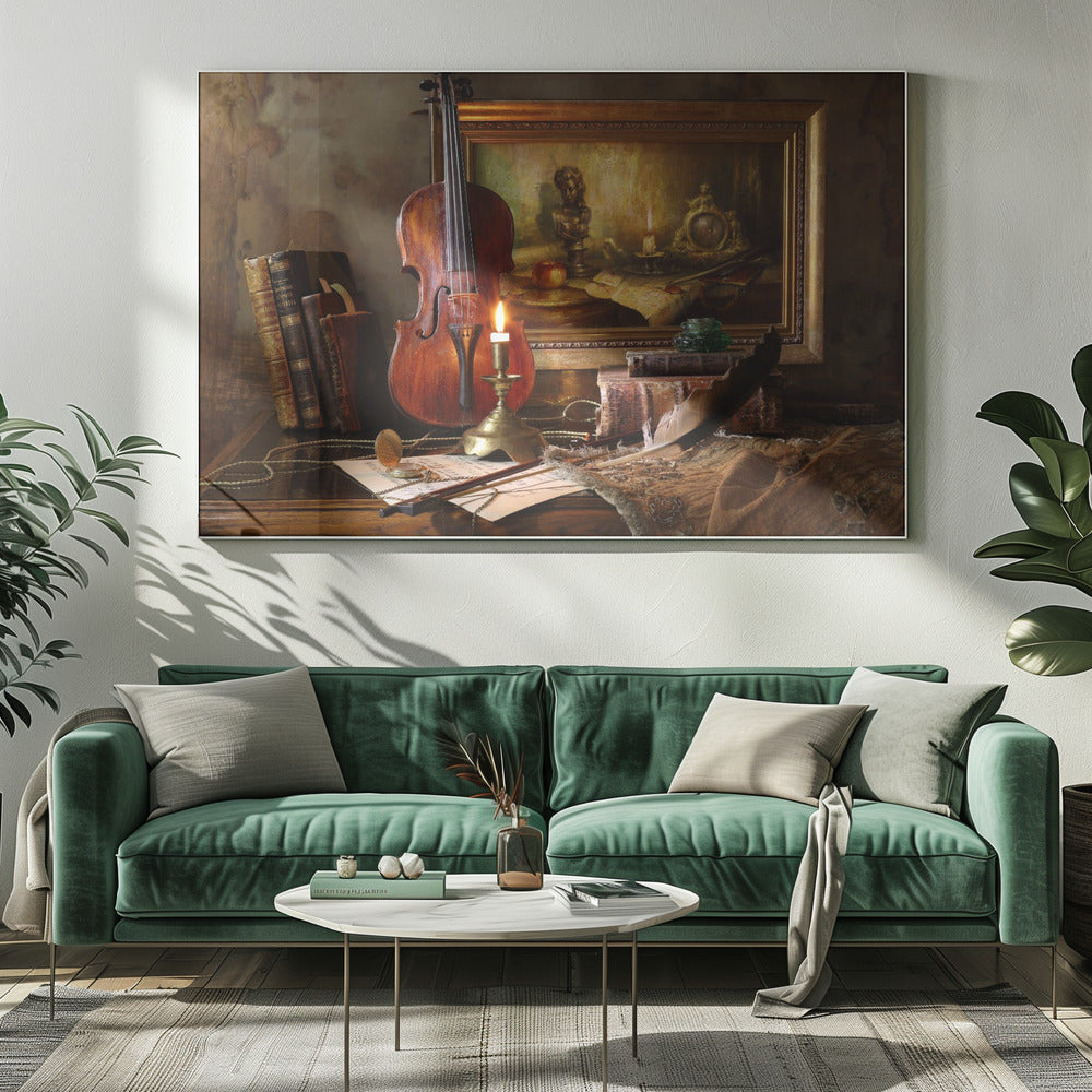 Still life with violin and painting | Canvas