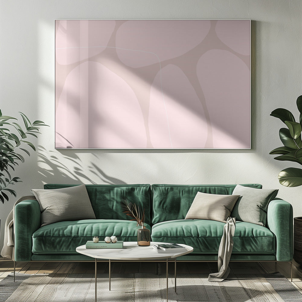 Pink Organic Shapes And Thin White Lines | Canvas