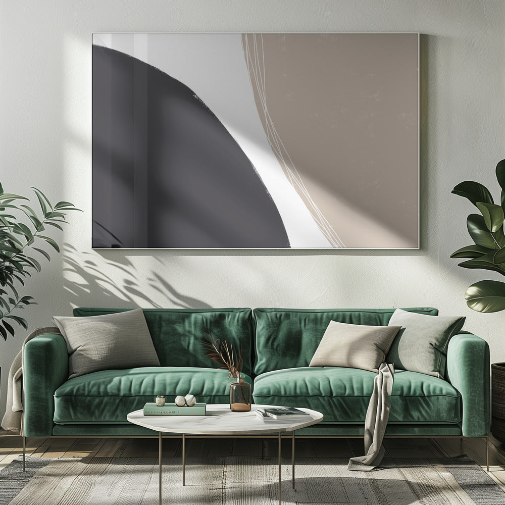 Black And Beige Organic Shapes | Canvas