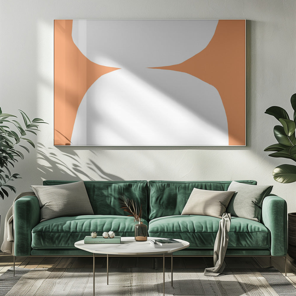 Geometric White Shapes On An Orange Background | Canvas