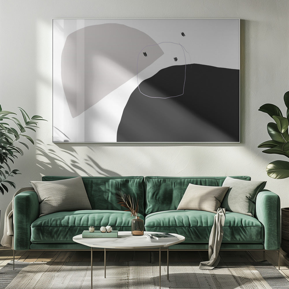 Monochrome Black and Gray Shapes | Canvas