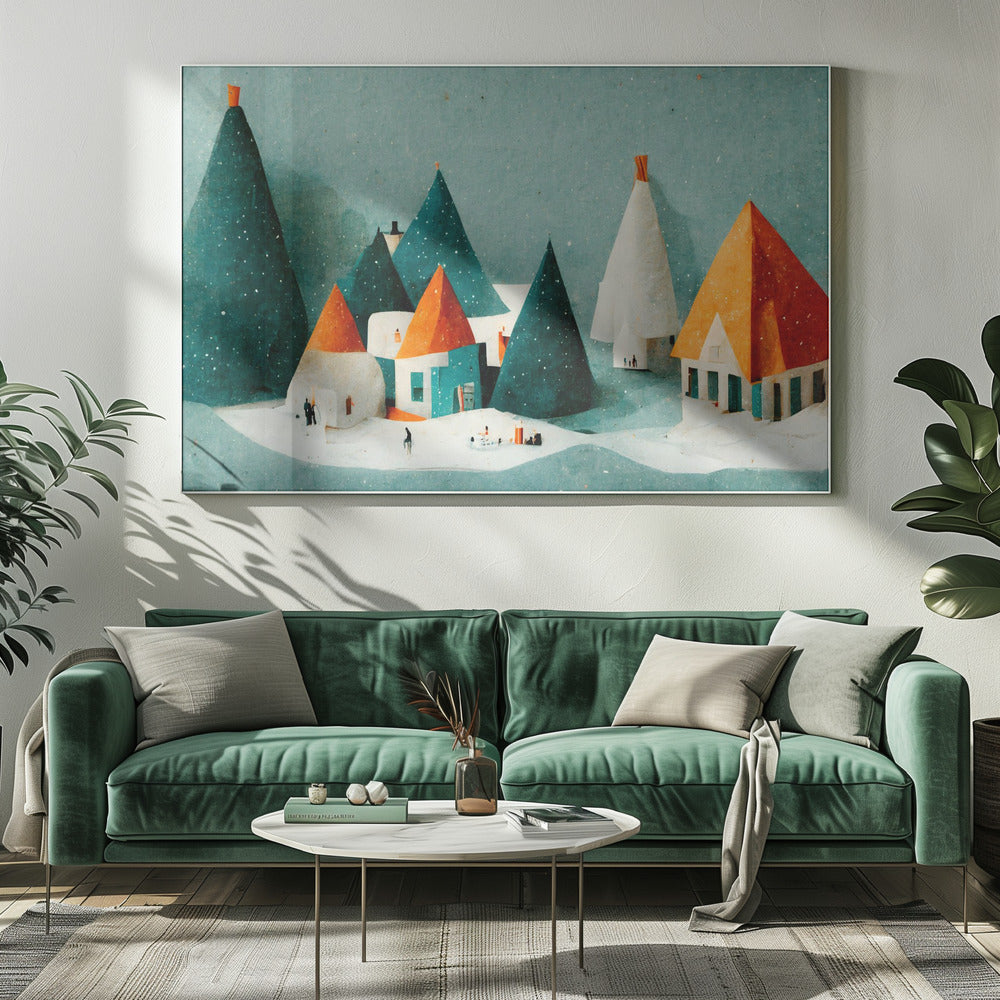 Cute Paper Village | Canvas