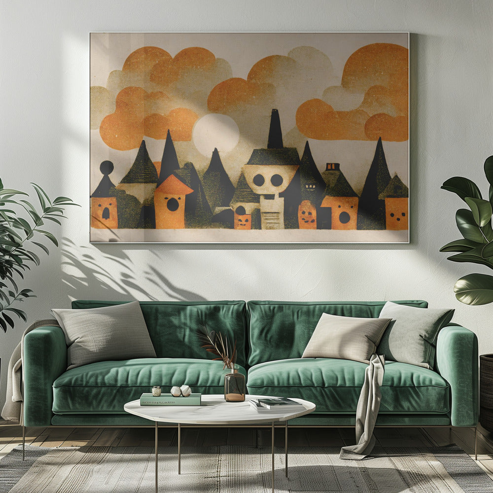 Spooky Village View | Canvas