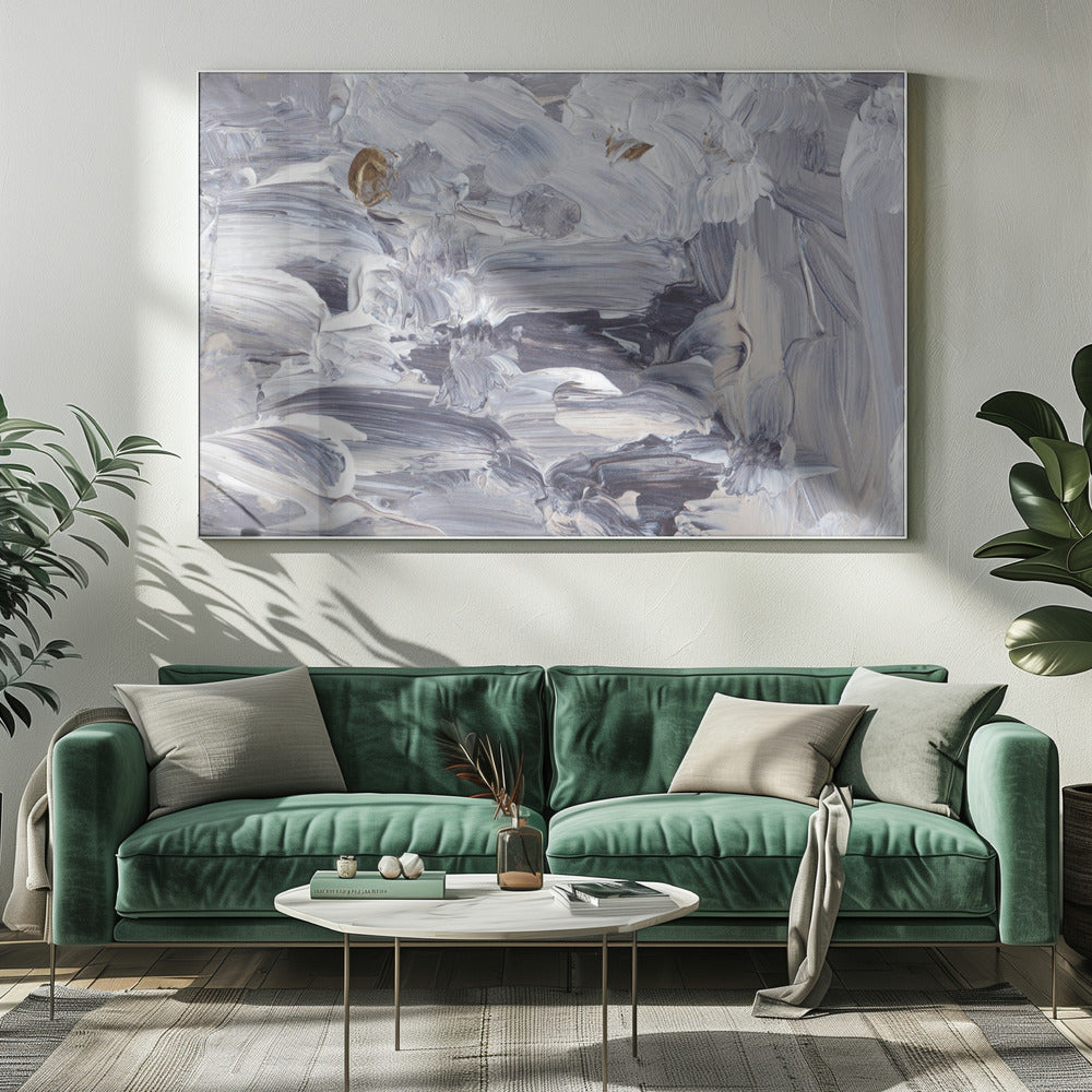 Dynamic Brushstrokes in Shades of Gray and White | Canvas