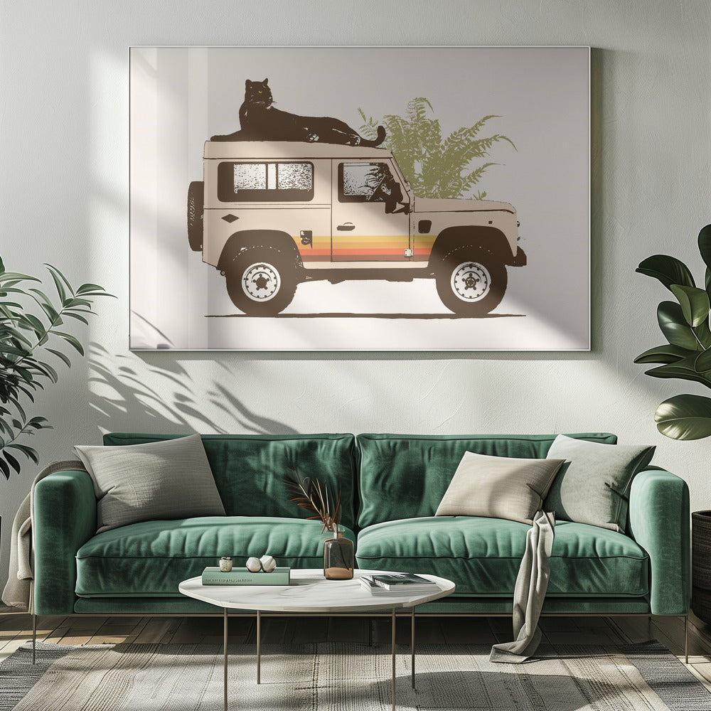 Black Panther On Car | Canvas