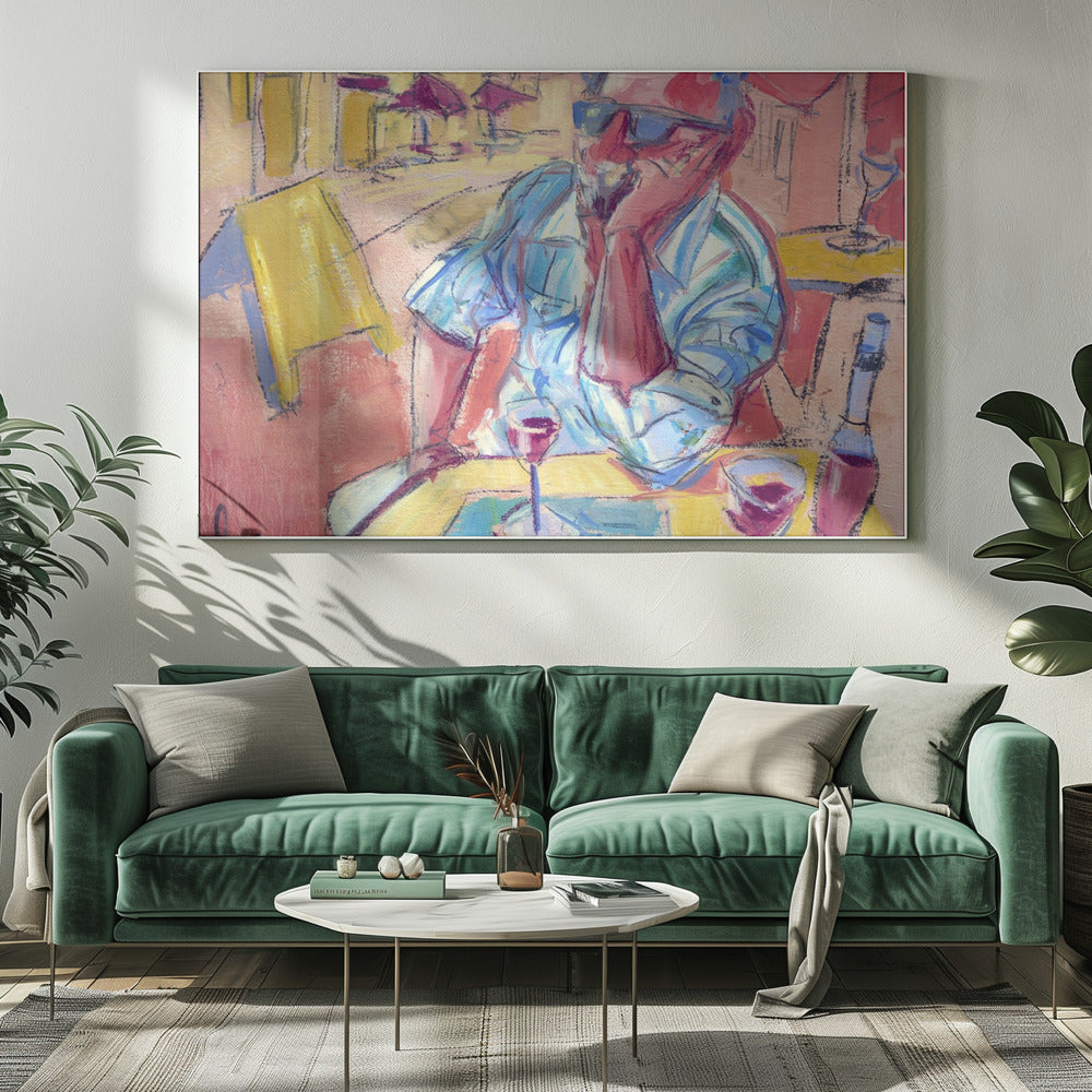 Contemplative Cafe Moment | Canvas